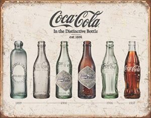 desperate enterprises coca-cola bottle evolution tin sign – nostalgic vintage metal wall decor – made in usa