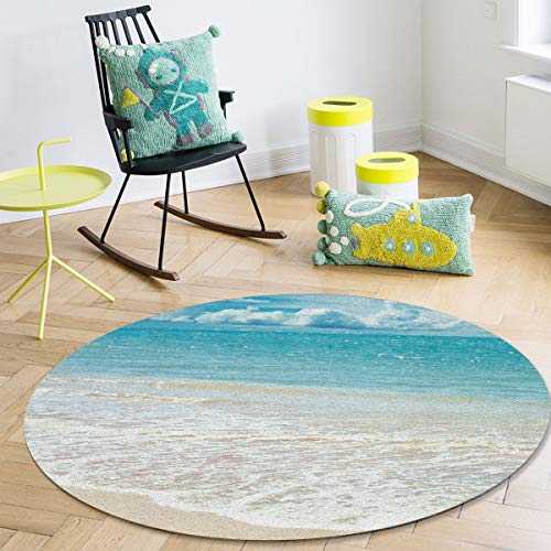 Ocean Themed Area Rug, Blue Sea Water Waves Rugs for Living Room Bedroom Decor Kids Room, Beach Themed Non-Slip Non-Shedding Accent Area Rugs 3ft, Room Decor Aesthetic Carpet Home Decor Washable Rug