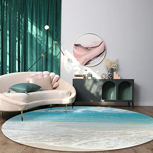 Ocean Themed Area Rug, Blue Sea Water Waves Rugs for Living Room Bedroom Decor Kids Room, Beach Themed Non-Slip Non-Shedding Accent Area Rugs 3ft, Room Decor Aesthetic Carpet Home Decor Washable Rug