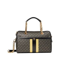 michael kors blaire medium duffel satchel black/gold one size