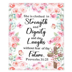 rtteri christian gifts for women bible verse blanket with inspirational thoughts and prayers religious gift throw blanket with bible verse scripture gifts for women friends 60 x 50 inch