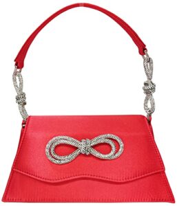 double bow rhinestone evening handbag for women mini hobo bag tote bag elegant purses for wedding travel party