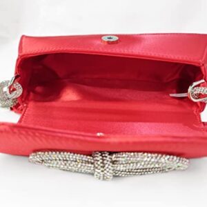 Double Bow Rhinestone Evening Handbag for Women Mini Hobo Bag Tote Bag Elegant Purses for Wedding Travel Party