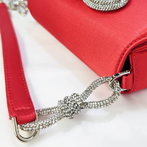 Double Bow Rhinestone Evening Handbag for Women Mini Hobo Bag Tote Bag Elegant Purses for Wedding Travel Party