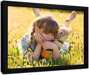 custom canvas prints with your photos for pet family photo prints personalized canvas framed wall art (wood black, 10″ x 8″)