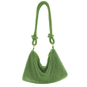 yokawe rhinestone purses for women evening bag sparkly hobo bag silver handbag vacation club party wedding clutch (green)
