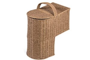 15.25″ storage stair basket with handle by trademark innovations (natural)