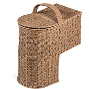 15.25" Storage Stair Basket With Handle by Trademark Innovations (Natural)