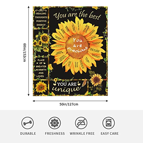 Inspirational Religious Gift, Encouragement Gifts for Women, Christian Gifts, Inspirational Gifts for Women, Religious Gifts for Women,Sunflower Prayers Blanket Get Well Soon Gifts for Women50x60in