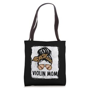 violin mom violin player mother messy bun women violinist tote bag