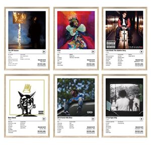 Hulilis J Cole Album Cover Posters Music Posters Album Cover HD Print Aesthetic Pictures for Living Room Bedroom Music Classroom Wall Art Decor Set of 6 Unframed 7x10 inch