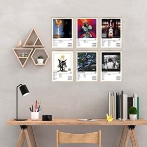 Hulilis J Cole Album Cover Posters Music Posters Album Cover HD Print Aesthetic Pictures for Living Room Bedroom Music Classroom Wall Art Decor Set of 6 Unframed 7x10 inch