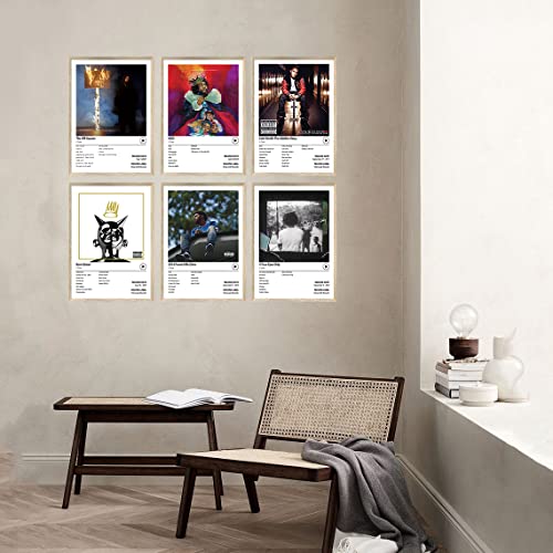 Hulilis J Cole Album Cover Posters Music Posters Album Cover HD Print Aesthetic Pictures for Living Room Bedroom Music Classroom Wall Art Decor Set of 6 Unframed 7x10 inch