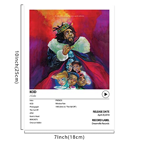 Hulilis J Cole Album Cover Posters Music Posters Album Cover HD Print Aesthetic Pictures for Living Room Bedroom Music Classroom Wall Art Decor Set of 6 Unframed 7x10 inch