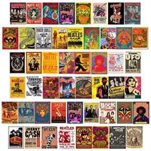 rock band poster album covers vintage rock poster for room aesthetic 50pcs retro band wall collage kit for wall decor 70s 80s 90s music poster room decor, punk rock posters collection