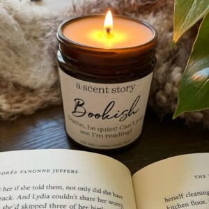 a scent story candles, damn, be quiet! can’t you see i’m reading? scented candle, candle gift, bookish candle, quote, book lovers, gift for mom/wife