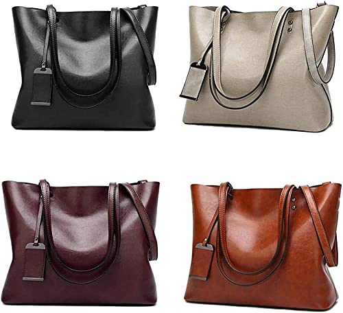 Women Top Handle Satchel Handbags Shoulder Bag Messenger Tote Bag Purse Faux Leather Tote Bag(Coffee)