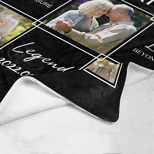 Custom Memorial Blankets with Photos, Personalized in Loving Memory Picture Name Date Blanket - Sympathy Blanket for Loss of Mom Dad Grandmother Grandfather Pet 60 x 80 Inches