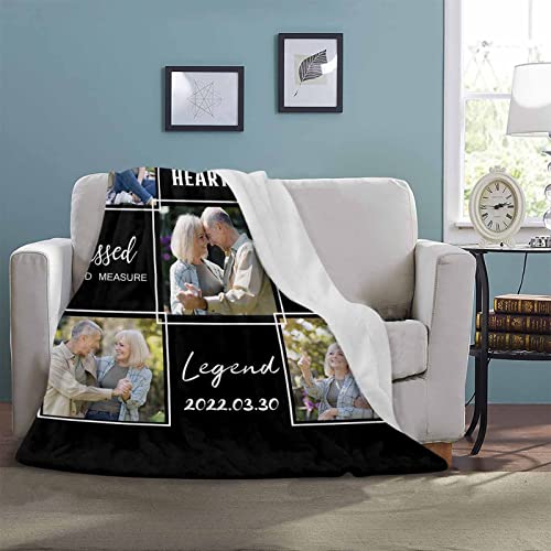 Custom Memorial Blankets with Photos, Personalized in Loving Memory Picture Name Date Blanket - Sympathy Blanket for Loss of Mom Dad Grandmother Grandfather Pet 60 x 80 Inches