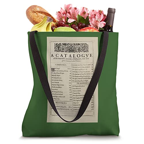 Anniversary Table of Contents Shakespeare First Folio Plays Tote Bag