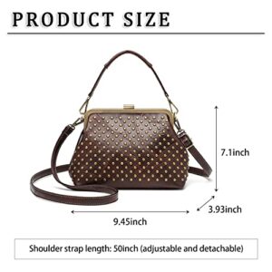 LUI SUI Vintage Rivet Shoulder Bags for Women Retro Classical Top Handle Purse Tote Bags