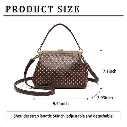 LUI SUI Vintage Rivet Shoulder Bags for Women Retro Classical Top Handle Purse Tote Bags