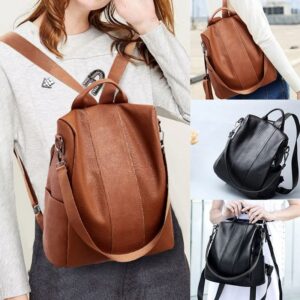 Askfairy Women's Backpacks Travel Shoulder Bags Wallet PU Leather Anti-theft Fashion Casual Bag
