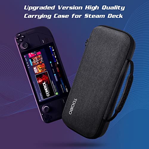 TOQIBO Protective Carrying Case for Steam Deck, Portable Travel Carrying Case Pouch Compatible with Steam Deck Console & Accessories, Hard Shell Carry Case Built-in AC Adapter Charger Storage Bag