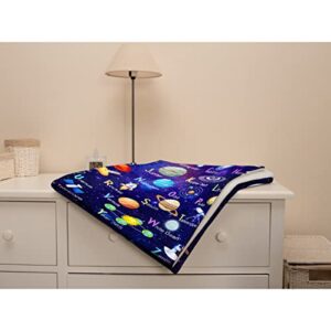 ARTBLANKET Space Alphabet Throw Blanket Fannel Fleece Super Soft Funny Blanket Travel Throw Blanket for Bed Couch Sofa 40 x 30 Inch for Baby