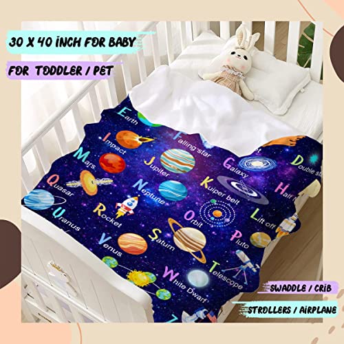 ARTBLANKET Space Alphabet Throw Blanket Fannel Fleece Super Soft Funny Blanket Travel Throw Blanket for Bed Couch Sofa 40 x 30 Inch for Baby