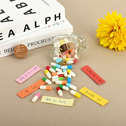 Yadream Capsules Message in a Glass Bottle,Cute Christmas Gift Love Letter message capsules,45pcs Love Pills with Hart-shaped Bottle for Anniversary Graduation Birthday Valentines