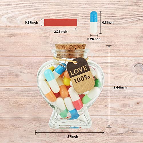 Yadream Capsules Message in a Glass Bottle,Cute Christmas Gift Love Letter message capsules,45pcs Love Pills with Hart-shaped Bottle for Anniversary Graduation Birthday Valentines