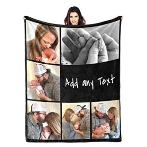 personalized picture text throw blanket custom blankets with photos customized valentine’s day wedding christmas birthday for father friend couples boyfriend girlfriend mothers sister dogs 50″x40″