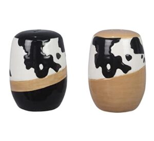 ceramic country cow salt and pepper shakers, unique animal print salt & pepper shaker set for kitchen counter, farmhouse home tabletop decor accents