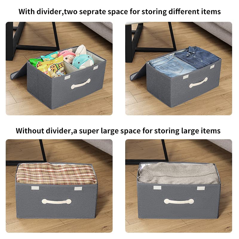 MOAOSO Storage Bins with Lids,Large Collapsible Storage Boxes with Lids 2 Pack Fabric Organizer Containers for Clothes Storage, Room Organization, Office Storage and Toy Storage (large-2pack, Gray)