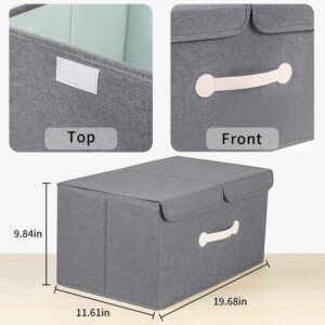 MOAOSO Storage Bins with Lids,Large Collapsible Storage Boxes with Lids 2 Pack Fabric Organizer Containers for Clothes Storage, Room Organization, Office Storage and Toy Storage (large-2pack, Gray)