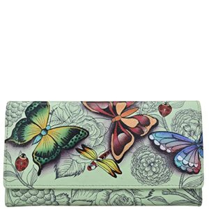 anna by anuschka women’s checkbook clutch wallet, dreamy wings sage