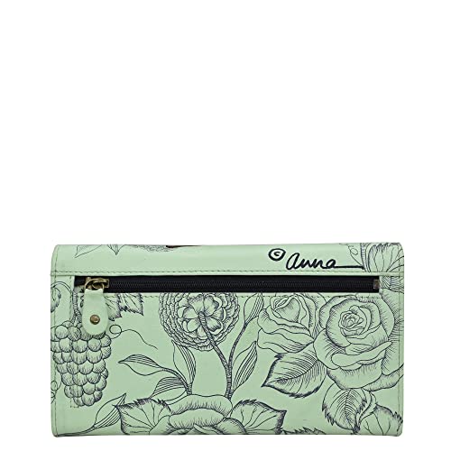 Anna by Anuschka Women's Checkbook Clutch Wallet, Dreamy Wings Sage