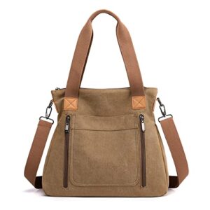 eamom purses and handbags school tote bag canvas purses for women large crossbody bag for women canvas shoulder bag (coffee)