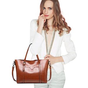 NALANCY Large Tote Handbag Purse Shoulder Bag Satchel Handbag Leather Tote Bag for women (red)