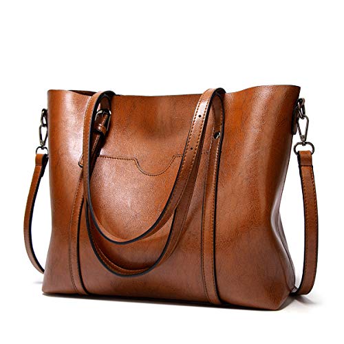 NALANCY Large Tote Handbag Purse Shoulder Bag Satchel Handbag Leather Tote Bag for women (red)