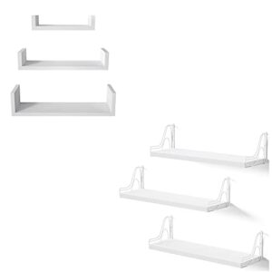 sriwatana u shelves wall mounted set of 3 and large floating shelves set of 3 （contains 2 items）
