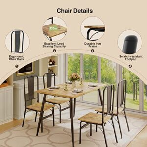 Gizoon 5-Piece Kitchen Table and Chairs for 4 with 1.2" Thick Board, 46" Home Dining Table Set for 4 for Small Space, Apt, Heavy-Duty, Retro