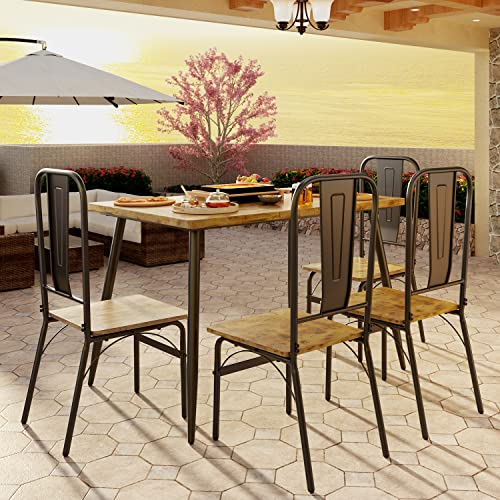 Gizoon 5-Piece Kitchen Table and Chairs for 4 with 1.2" Thick Board, 46" Home Dining Table Set for 4 for Small Space, Apt, Heavy-Duty, Retro