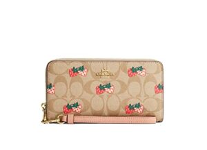 coach signature strawberry leather long zip around clutch wallet – #cb593