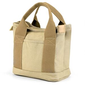 boboka mini canvas tote bag multi-pocket handbag with zipper women canvas handbag purse for school work travel
