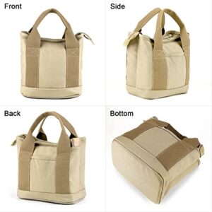 BOBOKA Mini Canvas Tote Bag Multi-Pocket Handbag with Zipper Women Canvas Handbag Purse for School Work Travel