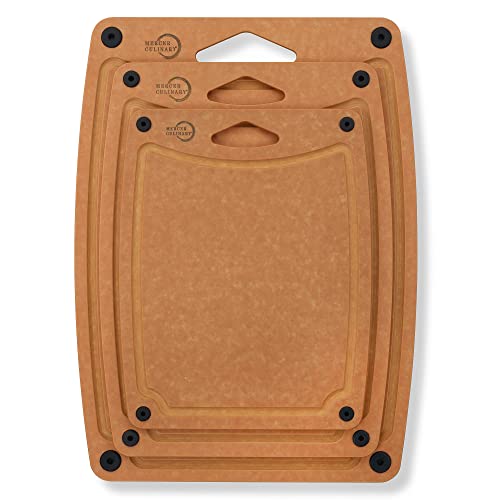 Mercer Culinary Composite Cutting Board-11.75" X 9.25",W/SIL Feet/Channel, Large, Tan