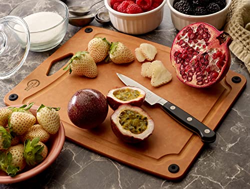 Mercer Culinary Composite Cutting Board-11.75" X 9.25",W/SIL Feet/Channel, Large, Tan