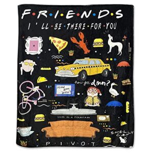 friends blanket,friends tv show gifts,friends tv show merchandise,double sided print throw soft warm lightweight blanket for friends fans birthday christmas,home living room decor black 51″x59″